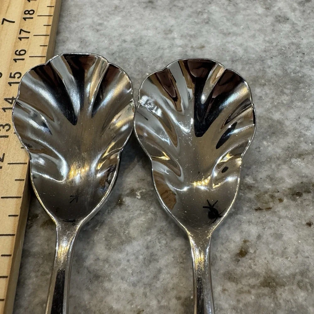 Oneida Risotto Sugar Shell Spoons Set Of 2 Condiments Stainless Steel 6